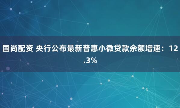 国尚配资 央行公布最新普惠小微贷款余额增速：12.3%